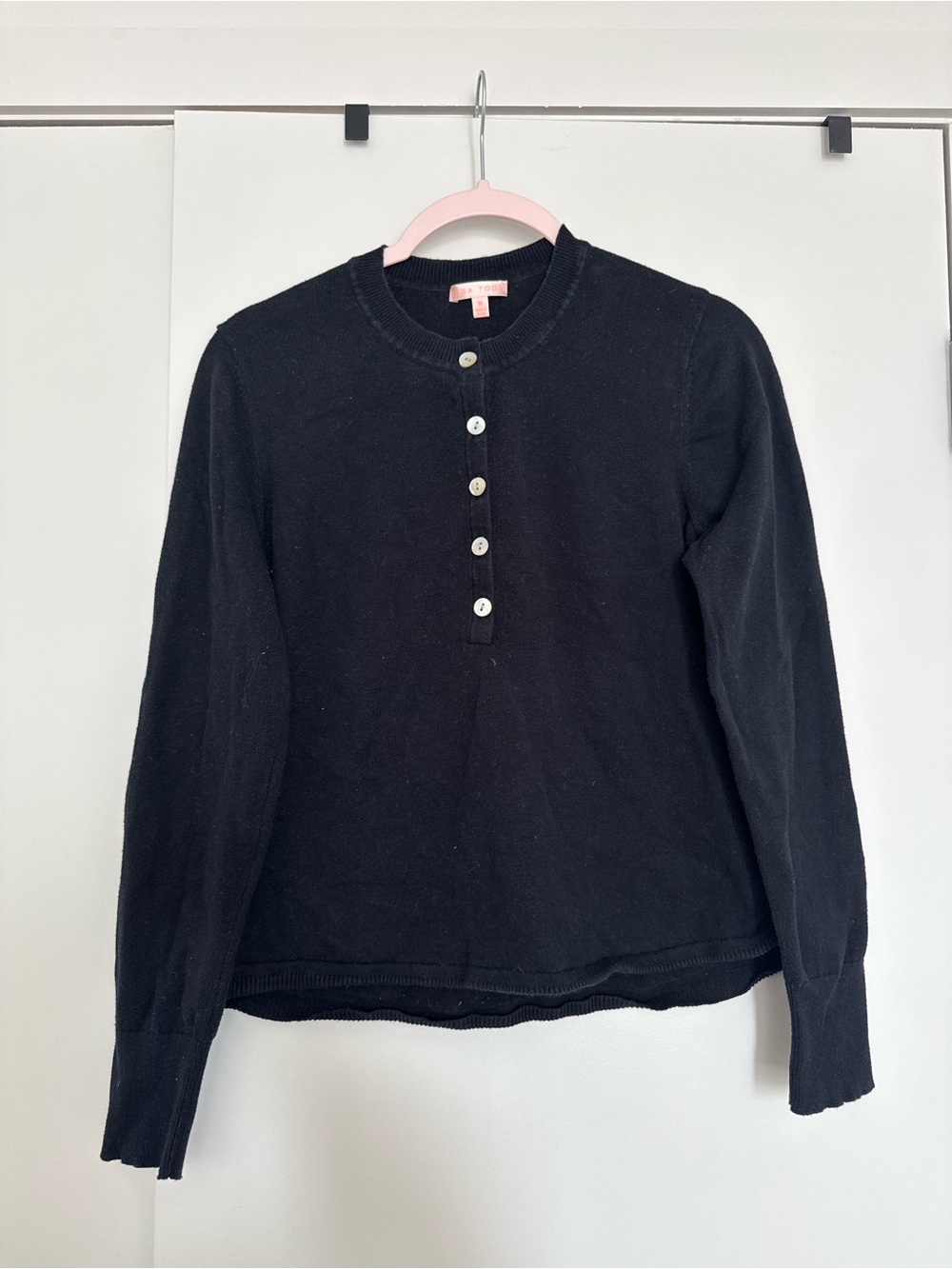 Lisa Todd Black Long Sleeve Henley Sweater